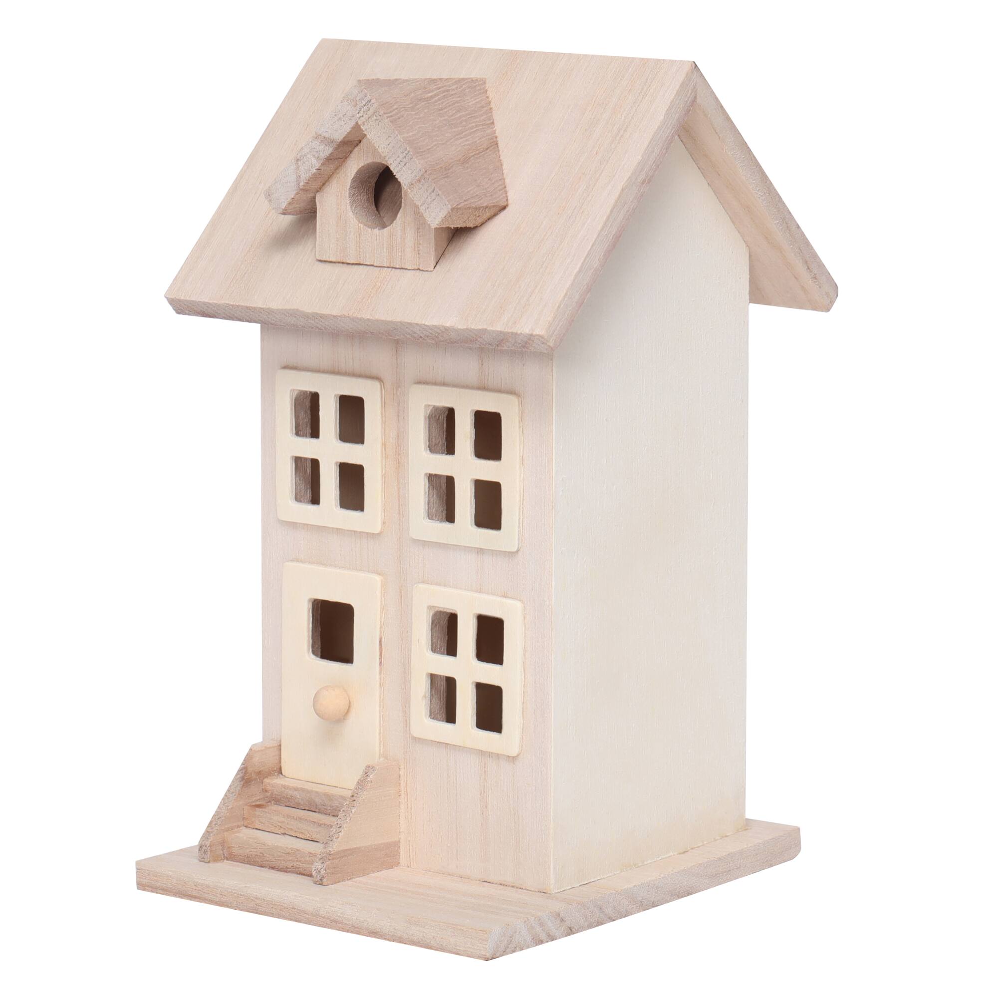 8 Pack: 7.5" Unfinished Wood Townhouse Birdhouse by Make Market®